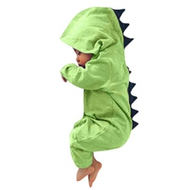 Newborn Baby Rompers Overalls, Dreammimi Infant and Toddler Baby Boy Girl Animal Dinosaur Long Sleeve Hooded Romper Jumpsuit Bodysuit Outfits Clothing Sets (70CM 6Month, Green)