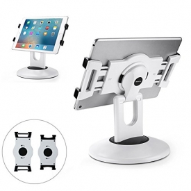 AboveTEK Retail Kiosk iPad Stand, 360° Rotating Commercial Tablet Stand, 6-13.5″ iPad Mini Pro Business Tablet Holder, Swivel Design for Store POS Office Showcase Reception Kitchen Desktop (White)