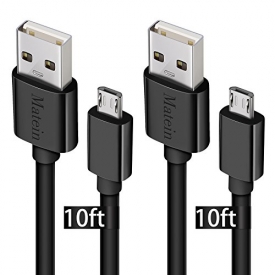 Micro USB Cable,[10Ft 2Pack]Extra Long Fast Charger Cord for Galaxy S7 Edge,High Speed Durable USB Charging Cable for Android Phone,Samsung S6 Edge/Note 5/4,Honor 6X/LG/Echo Dot(2nd Generation)/Tap