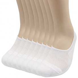 Pro Mountain Women’s No Show Flat Cushion Athletic Cotton Footies Sneakers Sports Socks (S(US Women Shoes 5.5~7.5), White 8pairs Pack S-size)