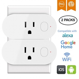 Wifi Smart Plug Works with Alexa – Mini Smart Outlet Timer Function Wifi Socket Amazon Echo & Google Home Smart Phone/Voice Controlled Light Switch Alexa Accessories Energy Monitoring (2 PACK)