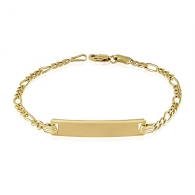 Balluccitoosi Baby Id Bracelet – 14k Gold Children’s Bar Bracelets- Small Unique Jewelry for Girls and Boys- Free Personalized and Engraved With Newborn Kids Name