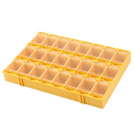 Yellow Plastic 24 Compartment Electronic Components Box Lab SMD Case