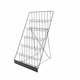 FixtureDisplays 6-Tiered 18″ Wire Display Rack for Tabletops, 2.5″ Open Shelves, with Header – Black119352 119352
