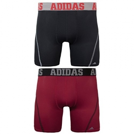 adidas Men’s Sport Performance Climacool Boxer Brief Underwear (2-Pack), (Black/Grey)/(Real Red/Black), Large