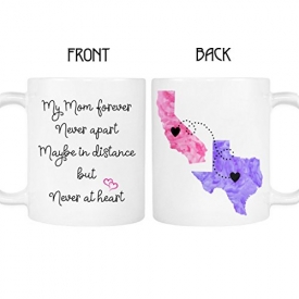 Mom, Personalized Long Distance State Coffee Mug Gift with quote, All States, Countries and Provinces, 11oz or 15oz