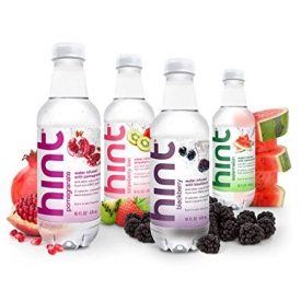 Hint Water Variety Pack, (Pack of 12) 16 Ounce Bottles, 3 Bottles Each of: Watermelon, Blackberry, Pomegranate, and Strawberry-Kiwi, Unsweet Water with Zero Diet Sweeteners