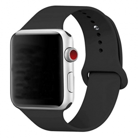 Band for Apple Watch 42mm, Guangzhi New Design (Metal Tuck Clasp Ouside/Correct Wearing Way in 4th Image) Soft Silicone Sport Strap Band for iWatch Series 1 / 2 / 3, Sport, Edition,42mm,Black