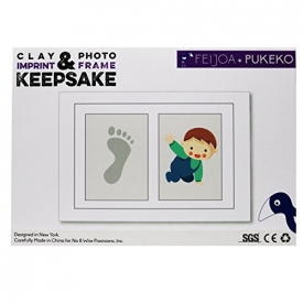 Clay Handprint Footprint & Photo Frame Keepsake for Babies, Kids, Weddings and Pets – Baby Shower & Registry Gift | 5×7” Photo, Mold-Free Clay & Expert Instructions – Mantle, Nursery or Wall – Feijoa