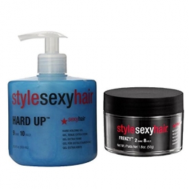 Style Sexy Hair Hard Up Gel – 16.9-Ounce Pump Bottle-Sexy Hair Concepts Short Sexy Hair, Frenzy Texture Paste, 2 Shine and 8 Hold 1.8 Oz
