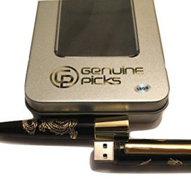 Fancy Ballpoint Pens. 16GB USB Pen Flash Drive. Lovely Gift Box. Grade A Top Quality Full Capacity Flash Drive. Business Gifts Idea by Genuine Picks (16GB, Black with Golden Inscription)