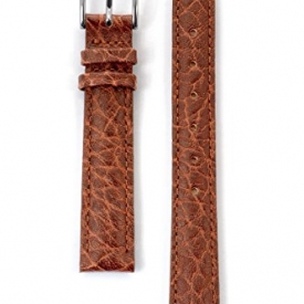 Speidel Genuine Leather Watch Band 12mm Honey Cowhide Buffalo Grain Replacement Strap, Stainless Steel Metal Buckle Clasp, Watchband Fits Most Watch Brands