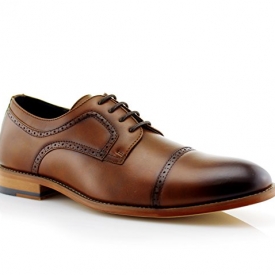 Ferro Aldo Mens Classic Brogue Derby Perforated Oxford Dress Shoes Brown 9