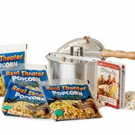 Wabash Valley Farms Original Whirley Pop Stovetop Popcorn Popper – Includes Theater Popcorn Gift Set
