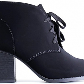 Stockholm Womens Medium Mid Heels Ankle Booties Boots – (Black Nubuck) – 8