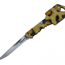 Guardman Leopard Key Knife, Key Chain Key Shaped Folding Pocket Knife, Self Defense Keychain Girlfriend Gift Ideas Valentines Gifts For Her (Leopard Print)