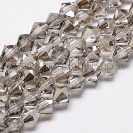 Imitate Austrian Crystal Bicone Glass Beads Strands, Grade AA, Faceted, LightGrey, 4x4mm, Hole: 1mm; about 108pcs/strand, 16″
