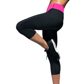 Womens Slimming Capris Pants Hot Thermo Neoprene Sweat Sauna Body Shapers Yoga Sport Leggings Black&Pink,2XL