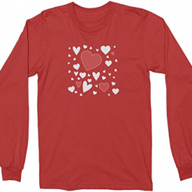 Mixtbrand Big Girls’ Valentine’s Day Group Of hearts Youth Long Sleeve T-Shirt XL Red