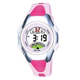 Outdoors Sports Digital Girls Watches Multi Functions Led Water Resistant Kids Wrist Watches Pink