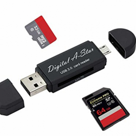 COASD SD card reader/SD Card adapter SD/Micro SD Card Reader/Micro OTG/USB 2.0 Multi-Function Card Reader/Writer for PC & Laptop & Smart Phones & Tablets-black