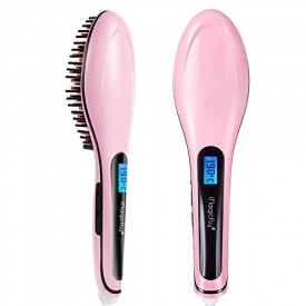 Magicfly Hair Straightening Brush, Fast Natural Straight Hair Styling, Anion Hair Care, Anti Scald, Massage Straightening Irons, Detangling Hair Brush (Pink)