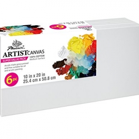 Phoenix Stretched Canvas Super Value Pack, 10×20 inches, 100%-Cotton, Pack of 6