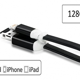 128GB iPhone iPad USB Flash Drive 3.0 with Charging Support, Pen Thumb Jump Drive with Extended MFi Lightning Connector for iOS Mac Windows PC, External Storage Memory Expansion (Black)