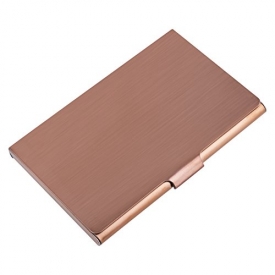MaxGear Business Card Holder, Professional Business Card Case Slim Stainless Steel Card Holder Personality Metal Name Card Holder for Men & Women Bronze Gold 02