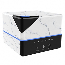 Tenswall Square Essential Oil Diffuser Humidifier, 900ml Ultrasonic Cool Mist Air Humidifier, Marble Texture, Works 21 Hours, 7 Changing LED Lights, Auto Shut-off, for Home, Office, Bedroom (D132)