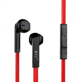 MXditect Earbuds with Mic Stereo Wired In-Ear Earphones with 3.5MM Jack Black and Red