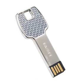 Faost Design 16gb Fashion |Silver Carbon Fiber On Two Sides| Metal Key USB Flash Drive Memory Stick Pendrive, Data Transfer External Storage Device (Silver)