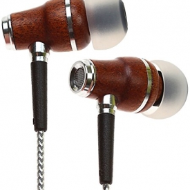 Symphonized NRG 2.0 Premium Genuine Wood In-ear Noise-isolating Headphones|Earbuds|Earphones with Innovative Shield Technology Cable and Mic (Silver)