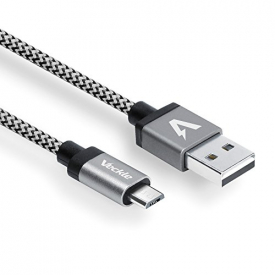 USB Cable,Veckle 6.6 ft Reversible USB 2.0 to Micro USB Cable Braided, Quick Charge and High Speed Data Sync for Android Smartphone, Samsung Galaxy, HTC, Motorola, Nokia and More, Grey
