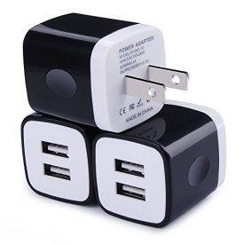 USB Wall Charger, Charger Adapter, Ailkin 3-Pack 2.1Amp Dual Port Quick Charger Plug Cube for iPhone 7/6S/6S Plus/6 Plus/6/5S/5, Samsung Galaxy S7/S6/S5 Edge, LG, HTC, Huawei, Moto, Kindle and More