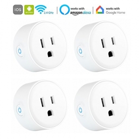 WIFI Smart Plug, Mini Socket Outlet Works with Amazon Alexa Echo and Google Assistant, No Hub Required, Control Your Appliances by Smart Phone With Timing Function From Anywhere, White (4 Pack)