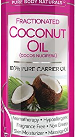 Pure Body Naturals Fractionated Coconut Oil for Skin, Hair, and Carrier for Essential Oils – 16 Fl. Ounce