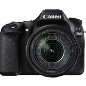 Canon EOS 80D Digital SLR Kit with EF-S 18-135mm f/3.5-5.6 Image Stabilization USM Lens (Black) (International Model) No Warranty