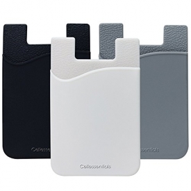 Cell Phone Wallet by Cellessentials: (For Credit Card & Id) iPhone, Android & Most Smartphones | 3 Pc Pack (Black, White, Grey)