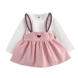 Baby Mini Dress Autumn Kids Clothes Toddler Girl Cute Rabbit Bandage Suit By Orangeskycn (24-36M, Pink)