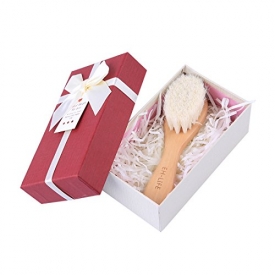 EH-LIFE Baby Wooden Hair Brush, Natural Goat Hair Bristles for Newborns, Bamboo Handles