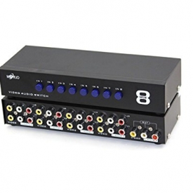 E-SDS 8-Way AV Switch RCA Switcher 8 In 1 Out Composite Video L/R Audio Selector Box for DVD STB Game Consoles CV0235