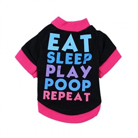 Dog Clothes, Pet Puppy Letter Apparel Cotton T-Shirt For Small Dog Boy (Black, L)