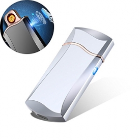 Zarsson Electronic Lighter, Windproof Flameless Cigarette USB Lighter Electric with Rechargeable USB for Daily Life, Business, Party and Gifts – Silver