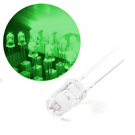 Novelty Place 100 Pcs 5mm Green LED Diode Lights, [Ultra Bright] Clear Transparent DC 3V 20mA 5mm Emitting Diodes LEDs Bulb for Home DIY Science Project Electronics Components Light