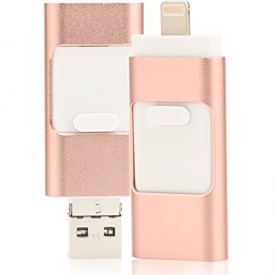 128GB iPhone USB Flash Drive, iOS Memory Stick, iPad External Storage Expansion for iOS Android PC Laptops (Rose Gold)