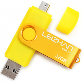 LEIZHAN 32GB OTG USB Flash Drive Yellow USB 2.0 Pen Drive Gift Suitable For Android Smart Phone System 4.5 Above