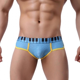 Men’s Underwear,Neartime Thin Boxers Light Men Shorts Briefs Musical Note Type (M, Blue)