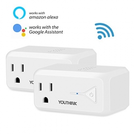 WiFi Smart Plug Wireless Enabled Mini Socket Outlet Compatible with Amazon Alexa Echo and Google Home, No Hub Required, Voice or App Remote Control with Timing Function (2 Pack)