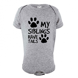 Esti’s Baby Couture My Siblings Have Tails | Funny Baby Girl Boy Unisex One Piece Infant Novelty Bodysuit | Heather Grey | 3-6 Months